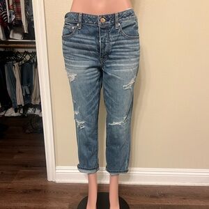 American Eagle Outfitters Distressed Boyfriend Jeans - Faded Blue. Size 12. New